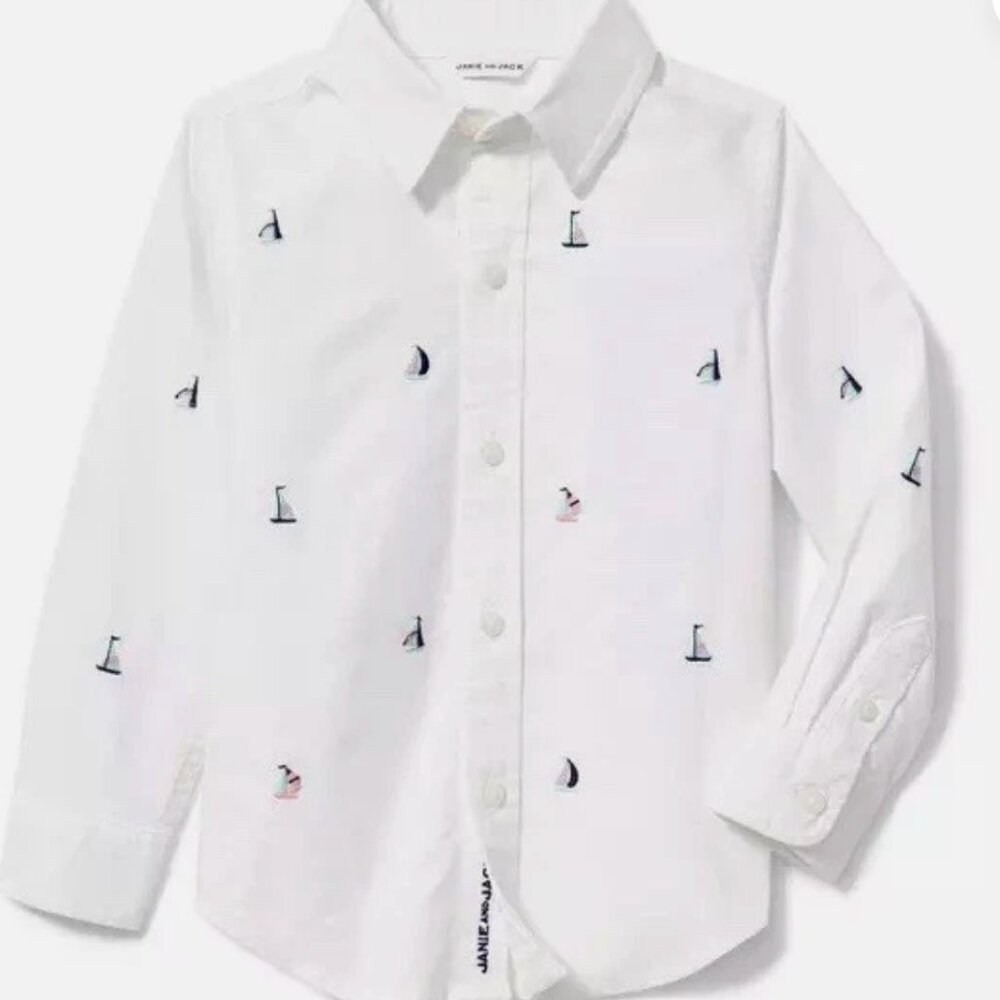 Janie and Jack sailboat button down shirt  - NWT